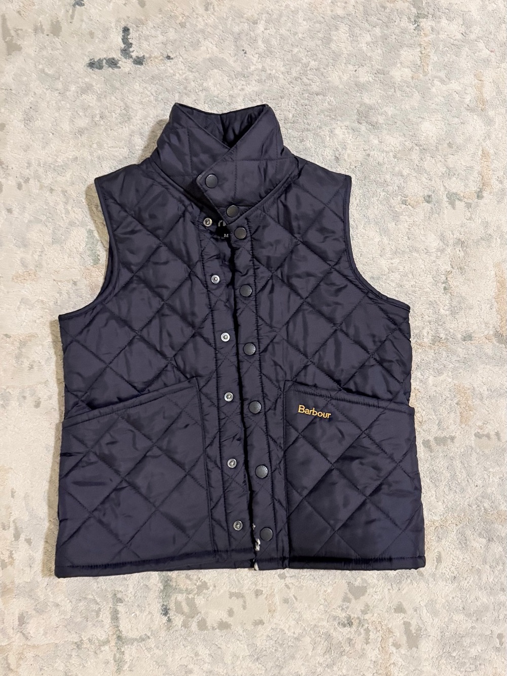 Barbour Quilted Navy Liner Vest with Logo Patch